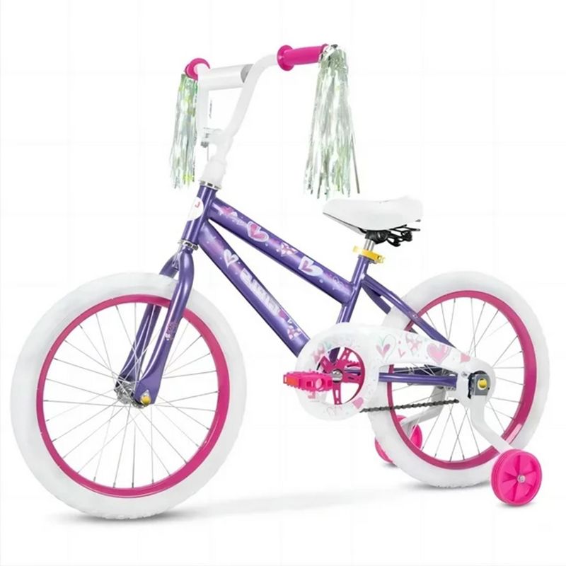 SKONYON 18 in. Kids Bike with Training Wheels for Girls Ages 6-12 Years, Purple, 1 of 9