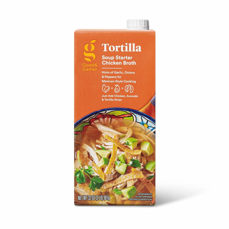 Tortilla Soup Starter Chicken Broth - 32oz - Good &#38; Gather&#8482;, 1 of 5