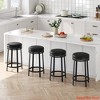 Round Swivel Bar Stool Set of 2/4, 24.4" Counter Height Bar Stool with Upholstered PU Leather Cushion, Round Backless Kitchen Barstool - 4 of 4
