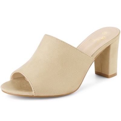 Perphy Women Slip on Chunky Heels Mules Slide Sandals