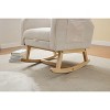 Okak Rocking Accent Chair Armchair with Side Pocket and Upholstered Comfy High Backrest Stripe Glider Chair for Bedroom Lounge Nursery, Cream - 4 of 4