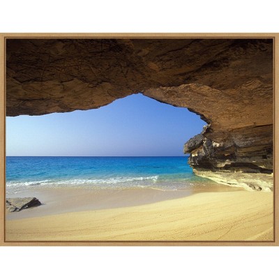 24" x 18" Cave at French Bay by Greg Johnston Danita Delimont Framed Canvas Wall Art - Amanti Art