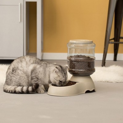 Large Beige Plastic Automatic Pet Food Dispenser