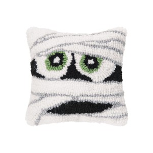 C&F Home 8" x 8" Mummy Face Hooked Halloween Small Petite Pillow - 1 of 4