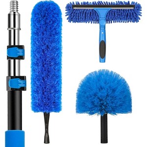 20 Foot High Reach Duster Kit with Extension Pole, Cobweb Duster with Window Squeegee and Scrubber for Interior Cleaning - 1 of 4