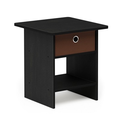 Furinno Dario End Table/ Night Stand Storage Shelf with Bin Drawer, Americano/Medium Brown