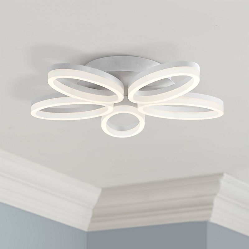 Possini Euro Design Modern Ceiling Light Flush Mount Fixture 21 1/2" Wide Frosted LED Dimmable White Oval Bloom Shade for Bedroom Kitchen Living Room, 2 of 8
