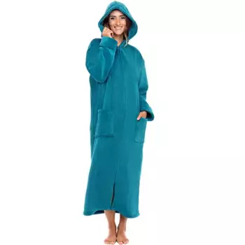 Bij zonsopgang diameter gesmolten Alexander Del Rossa Women's Zip Up Fleece Robe With Hood, Oversized Hooded  Bathrobe With Two Way Zipper Navy Blue Small-medium : Target