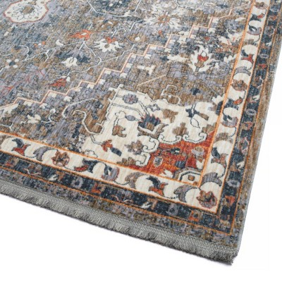 LunaLulinlk Grey Multi Oriental, Cut Pile 1'10" x 2'6" Rectangle Throw Rug
