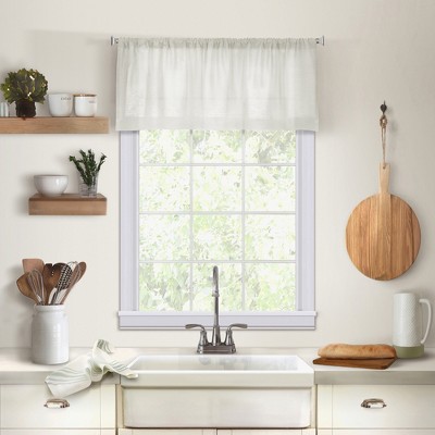 Cameron Linen Rod Pocket Kitchen Window Valance - 60" x 15" - Elrene Home Fashions