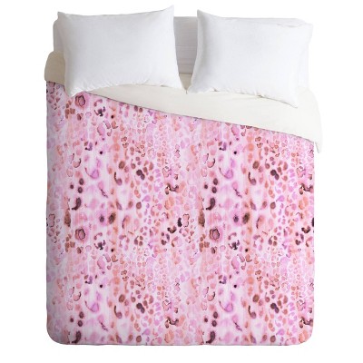 King Schatzi Brown Jungle Cat Comforter Set Pink - Deny Designs