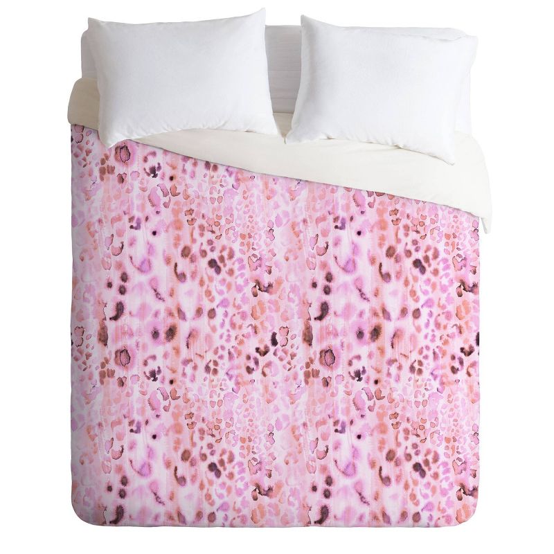 Queen/Full Schatzi Brown Jungle Cat Comforter Set Pink - Deny Designs, 1 of 8