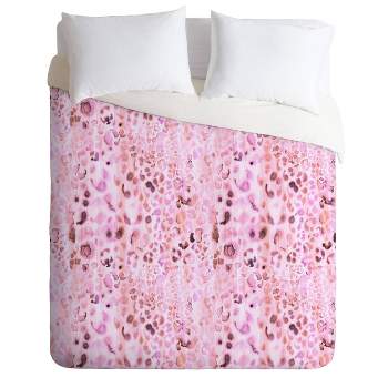 Queen/Full Schatzi Brown Jungle Cat Comforter Set Pink - Deny Designs