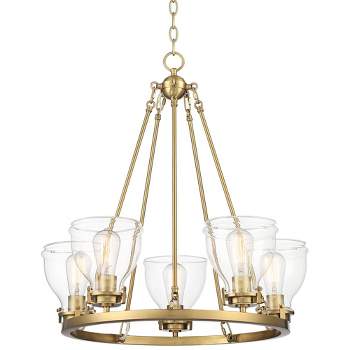 Possini Euro Design Soft Gold Ring Pendant Chandelier 24 1/2" Wide Modern Clear Glass Shade 5-Light Fixture for Dining Room House