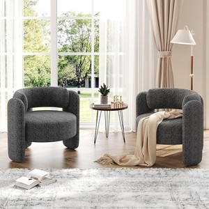 Oversized Armchair Modern Barrel Accent Chair Upholstered Mid-Century Round Chair With Open Back Single Sofa Chair for Living Room - 1 of 4