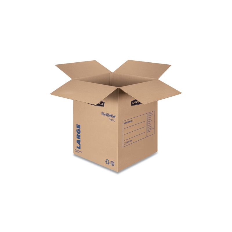 Bankers Box SmoothMove Basic Moving Boxes, Regular Slotted Container (RSC), Large, 18" x 18" x 24", Brown/Blue, 15/Carton, 2 of 6