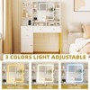 White Vanity Desk with Mirror and Lights, Makeup Desk Dressing Table with LED Lighted Mirror & Power Outlet,3 Lighting Color for Bedroom - 2 of 4