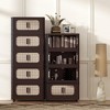 ChicFurnit Utility Storage Cabinets 4 Tiers Multi Use Storage Cabinet Folding Storage Cabinet for Home Spaces, Brown, 20.47"*12.2"*11.02" - 3 of 4