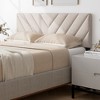 Tangkula Linen Fabric Upholstered Headboard Rectangular Headboard w/ Solid Wood Legs - 4 of 4