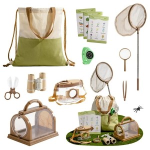 ROBOTIME Nature Exploration Toys, Outdoor Explorer Kit with Tools, Butterfly Net and Carry Bag for Kids Ages 3-12, Green, 11.42"*6.89"*8.86" - 1 of 4