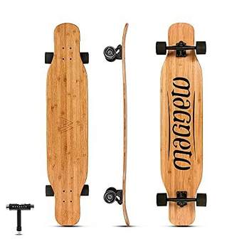 Magneto Bamboo Carbon Fiber Longboard Skateboard- 46" x 9.5", Cruising, Carving, Downhill and Dancing, Kicktails & Tricks