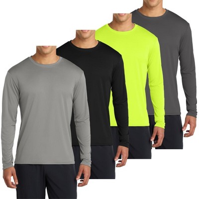 Mafoose Men’s Casual UPF 50 Long Sleeve Performance T-Shirt Pack of 4