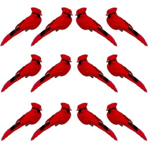 Red Bird Decor Artificial Red Cardinal Birds Artificial Birds Christmas Cardinal Birds for Tree Flower Floral Arrangements Yard Patio Wreath - 1 of 4