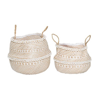 2pk Large Round Leaf Storage Baskets Natural/beige - Olivia & May : Target