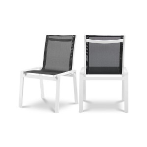 Meridian Furniture,Nizuc Mesh Water Resistant Fabric Outdoor Patio Dining Chair, Set of 2 - 1 of 4