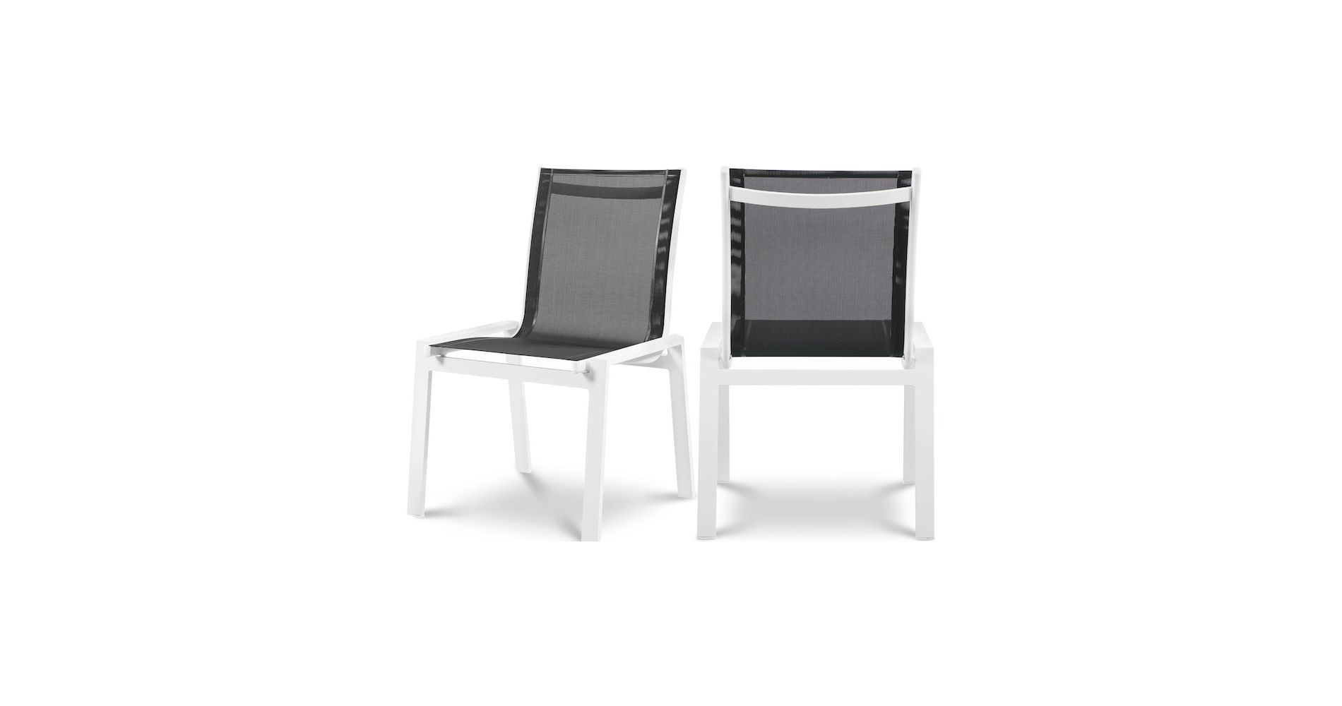 Meridian Furniture,Nizuc Black Mesh Water Resistant Fabric Outdoor Patio Dining Chair, Set of 2