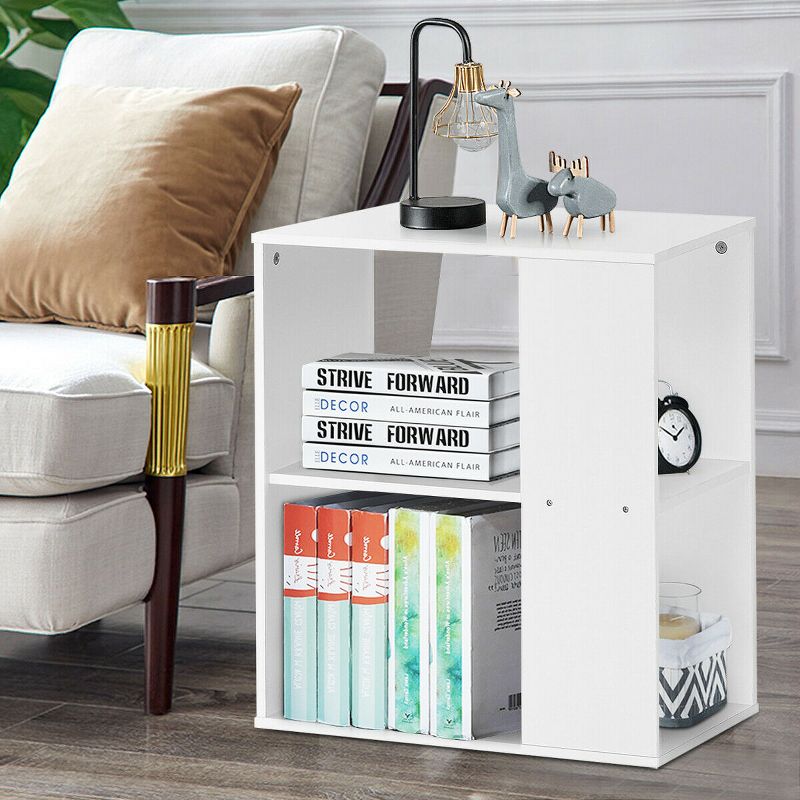 Costway 2-Tier Side End Table Nightstand Bedside Sofa Table w/ Storage Shelves, 2 of 11