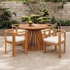 Set of 4 Acacia Wood Dining Chairs with Armrest and Cushion, Outdoor Armrest Dining Chair Set for Patio or Garden, Acacia Wood Dining Chair-Koiai - 2 of 4