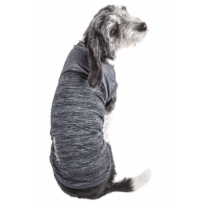 Pet Life Active Aero-Pawlse Heathered Quick-Dry and 4-Way Stretch Dog and Cat Tank Top T-Shirt - Black, 2 of 9
