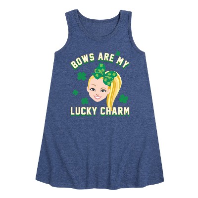 JoJo Siwa Lucky Charm Graphic Sleeveless Aline Dress - Heather Navy - 2T