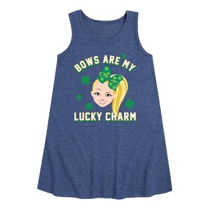 JoJo Siwa Lucky Charm Graphic Sleeveless Aline Dress - Heather Navy - 2T - 1 of 3
