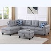 TiramisuBest Black Faux Leather L-Shaped Sectional Sofa with Storage Ottoman & Cup Holders, 3-Piece Couch for Living Room - 4 of 4
