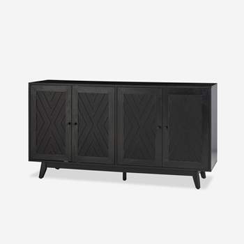 Adolf 57”Wide Mid-century Chevron-patterned Sideboard with Adjustable Shelves|HULALA HOME
