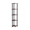 Furinno Modern 5-Shelf Tall Bookshelf Multipurpose Shelving Unit Corner Display Rack,Dark Cherry/Black - 4 of 4