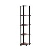 Furinno Modern 5-Shelf Tall Bookshelf Multipurpose Shelving Unit Corner Display Rack,Dark Cherry/Black - image 4 of 4