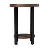 Alaterre Furniture 27" Pomona Diameter Round End Table Rustic Natural: Solid Wood, Metal Legs, Fixed Lower Shelf, Stained Finish - 3 of 4