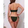 INSPIRE CHIC Women's O Ring Ruched Bandeau Ribbed Bikini Sets, Tie Front Top Triangle Bottom Swimwear Bathing Suits 1 Set - 3 of 4
