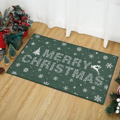 Fulvari Christmas Doormat Merry Christmas Door Mat Snowflakes Non-Slip Indoor Outdoor Front Door Doormat Living Room Bedroom