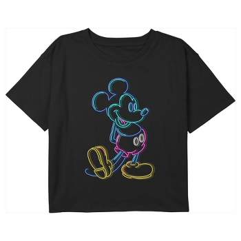 Girl's Mickey & Friends Neon Mickey Crop T-Shirt