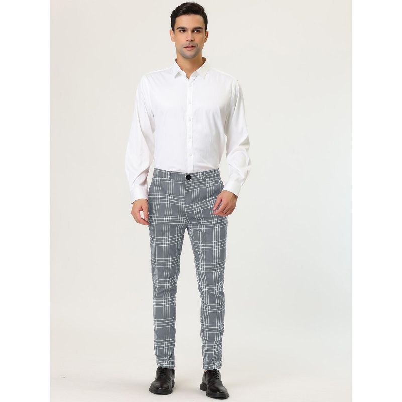 Lars Amadeus Men's Dress Plaid Formal Slim Fit Printed Business Checked Trousers, 3 of 7