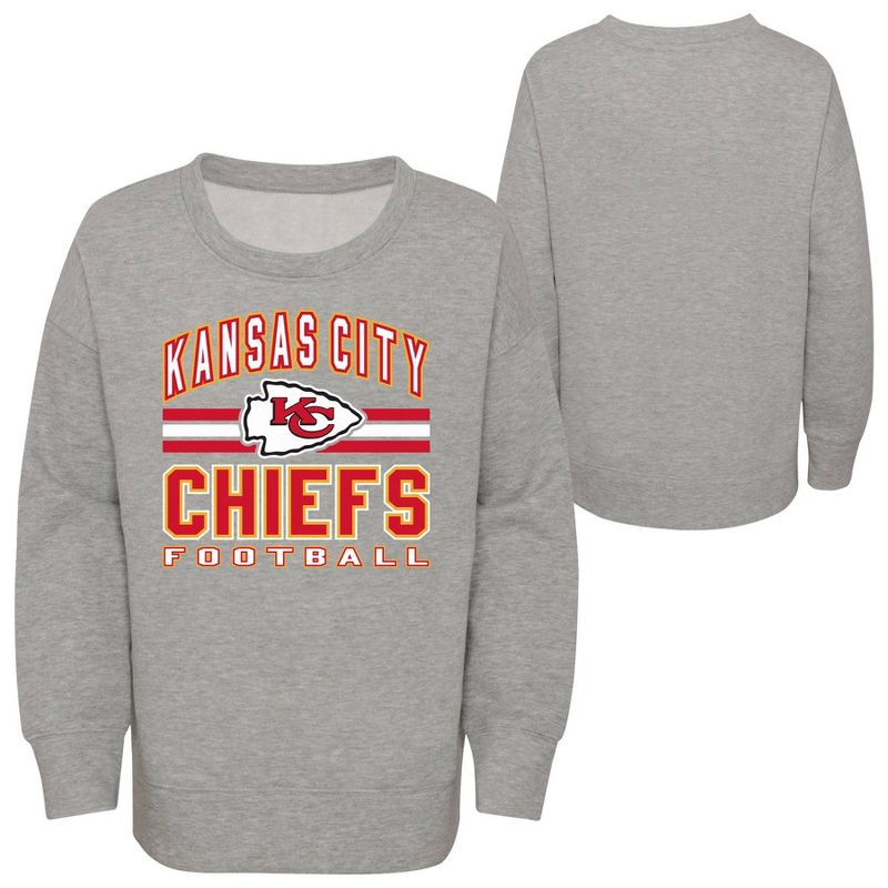 NFL Kansas City Chiefs Girls&#39; Long Sleeve Crew Neck Fleece Sweatshirt, 1 of 4