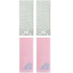 REGALWOVEN 4 Pcs 100% Cotton Floral Embroidered Soft Absorbent Decorative Hand Towel - 1 of 4