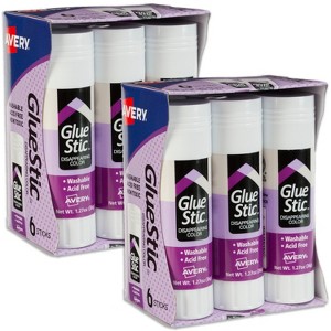 Avery Glue Stick Disappearing Purple, Washable, Permanent, 6 Per Pack, 2 Packs, 12 Total (98071) - 1 of 4