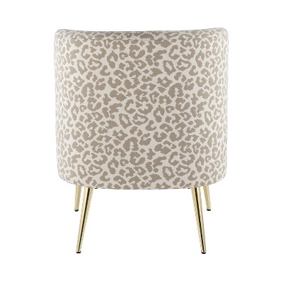 Contemporary Beige Leopard Slipper Chair with Gold Tapered Legs