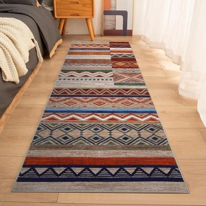 Acekool 5x7 Washable Rug – Vintage Geometric Non-Slip Carpet, Ultra-Thin Floor Mat for Living Room & Bedroom - 1 of 4
