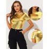 INSPIRE CHIC Women's Clubwear Short Sleeve Shiny Metallic Blouse - 2 of 4
